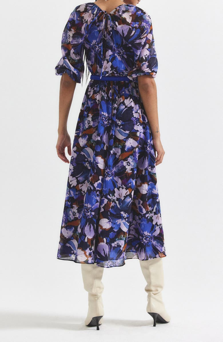 Derek Lam 10 Crosby Katie Floral Midi Dress, Alternate, color, Topaz Multi