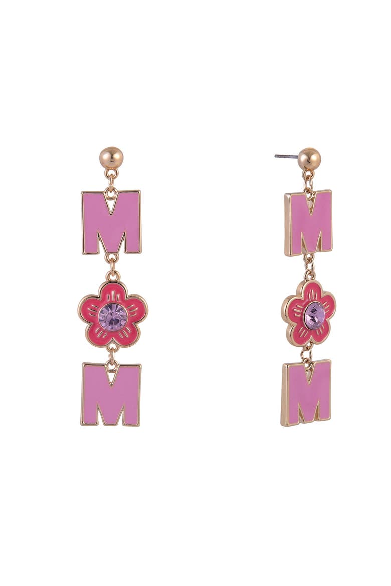 Pink Enamel Mom Earrings, Main, color, Pink