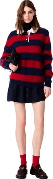 maje Fluffy sweater with poplin collar