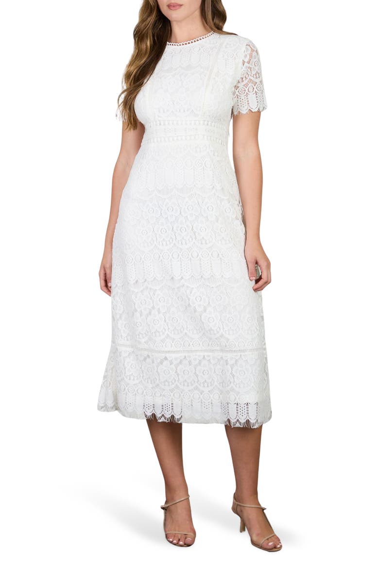 Lace Midi Drss, Main, color, WHITE