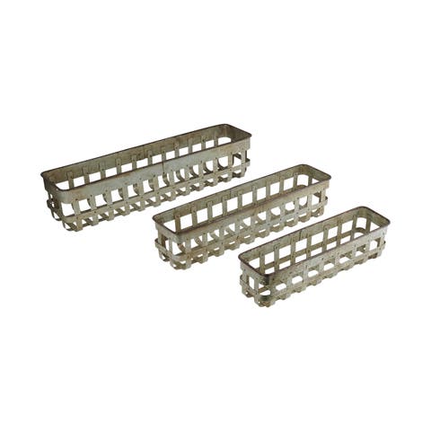 Open Weave Metal Baskets, Silver, Set of 3