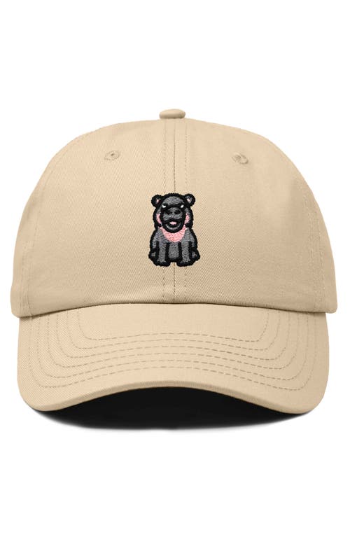 Dalix Hippo Embroidered Adjustable Hat In Khaki