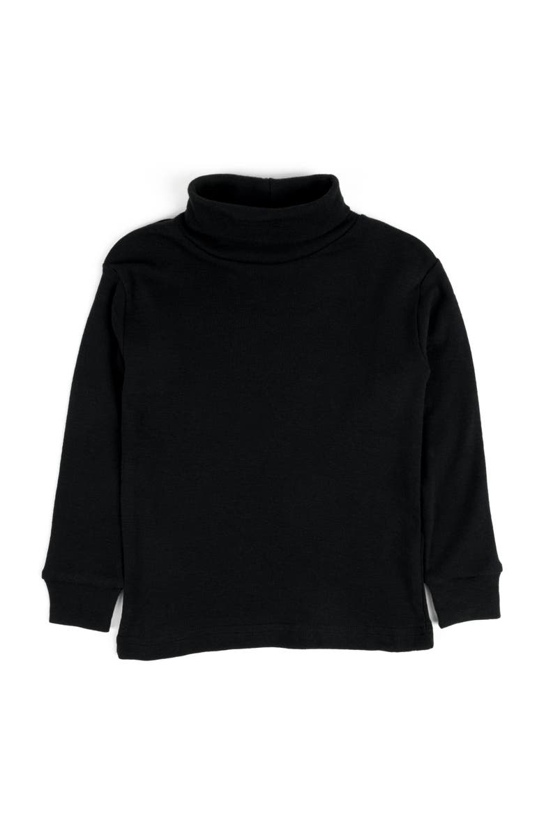 Leveret Kids Turtleneck, 100% Cotton, Solid Colors, Main, color, Black
