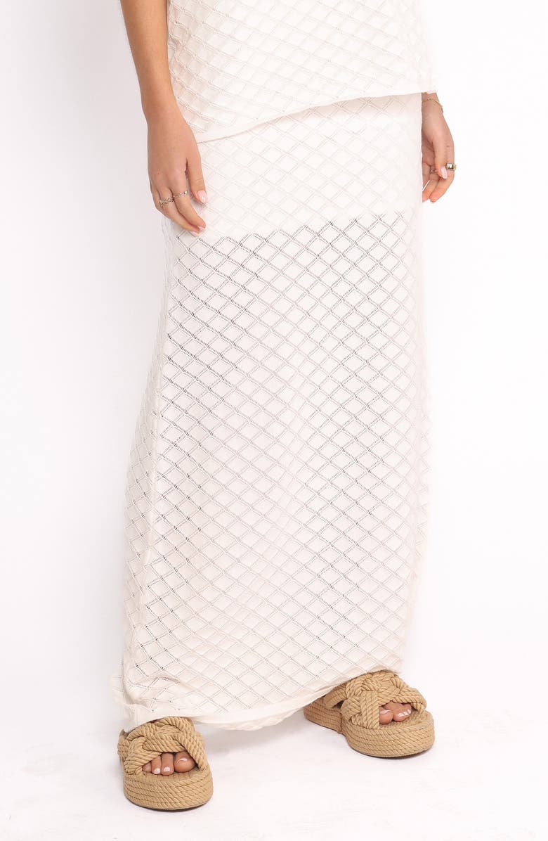 Petal & Pup Meera Pointelle Knit Maxi Skirt, Alternate, color, White