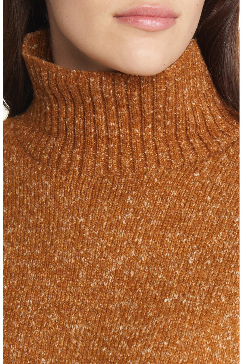 Women's Marled Mock Neck High-Low Tunic Sweater, Alternate, color, TAN DALE