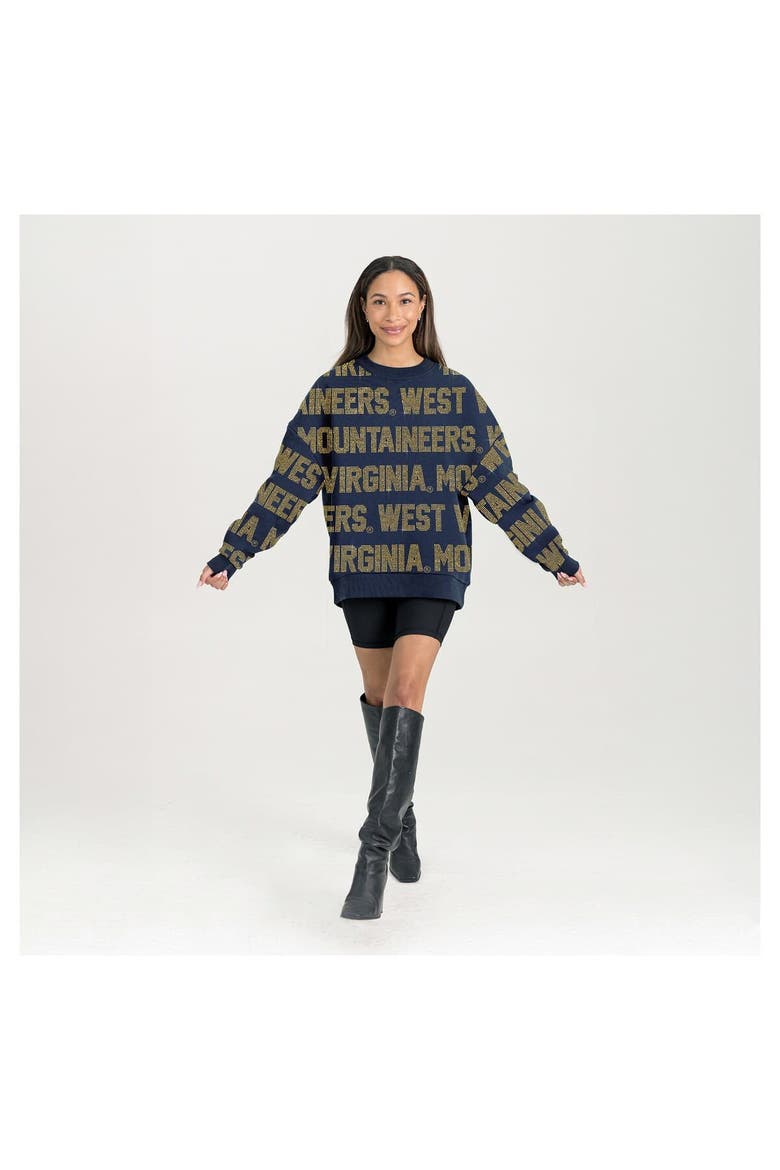 Women's Gameday Couture  Navy West Virginia Mountaineers Oversized Hype Era Sweatshirt, Alternate, color, Navy