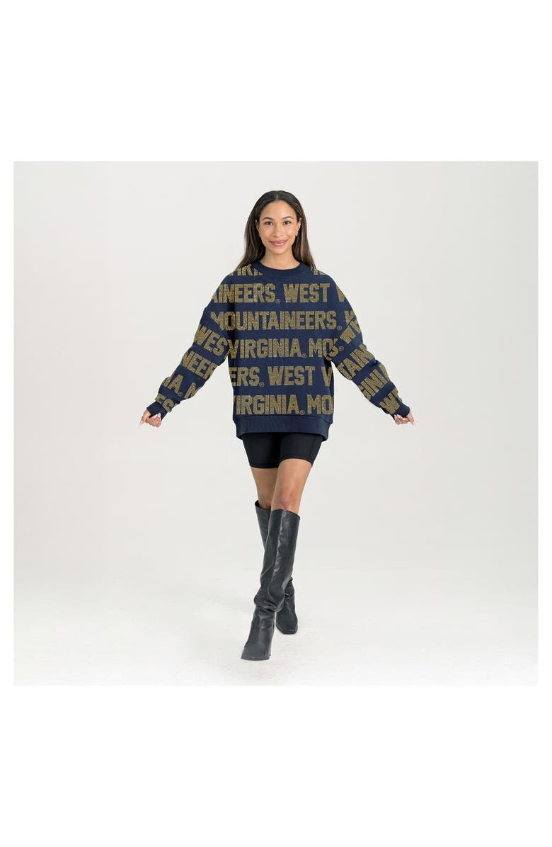 GAMEDAY COUTURE Women's Gameday Couture Navy West Virginia Mountaineers Oversized Hype Era Sweatshirt, Alternate, color, Navy