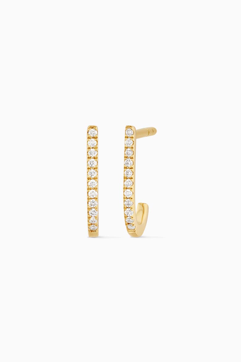 14K Yellow Solid Gold Regal Diamond J Hoops, Main, color, Yellow Gold, Natural Diamonds