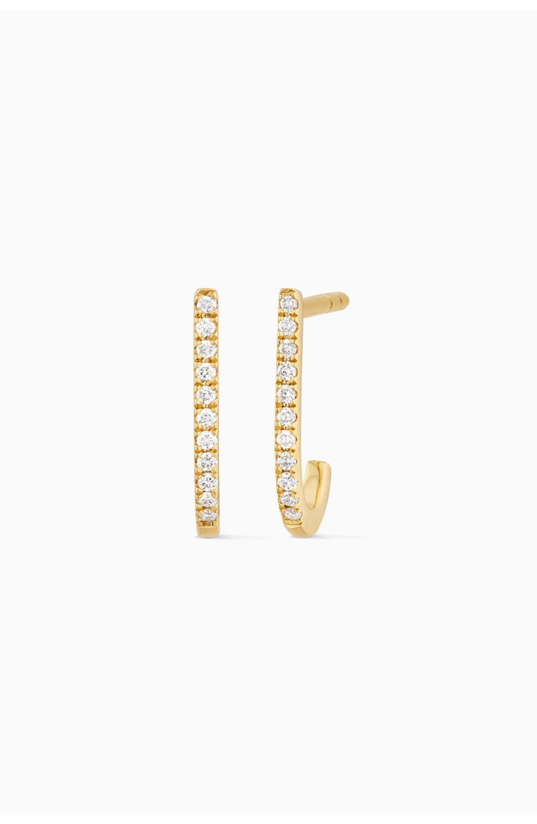 Oradina 14K Yellow Solid Gold Regal Diamond J Hoops, Main, color, Yellow Gold, Natural Diamonds