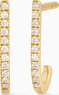 Oradina 14K Yellow Solid Gold Regal Diamond J Hoops