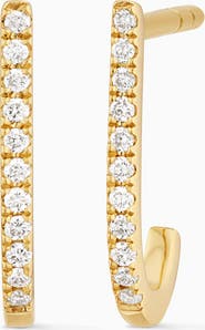 Oradina 14K Yellow Solid Gold Regal Diamond J Hoops