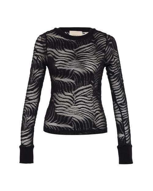 Theo The Label Artemis Fern Lace Long-sleeve Top In Black
