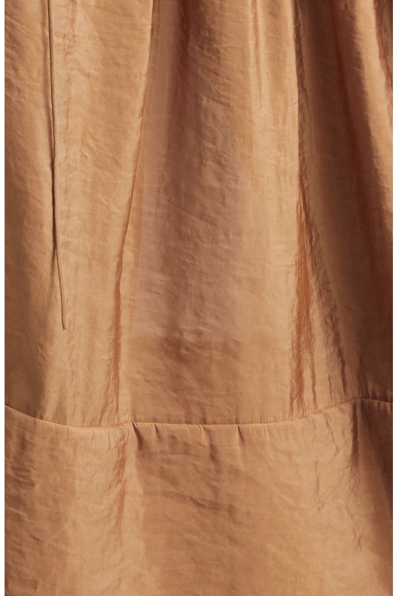 Shirred Chiffon Satin Dress, Alternate, color, CARAMEL
