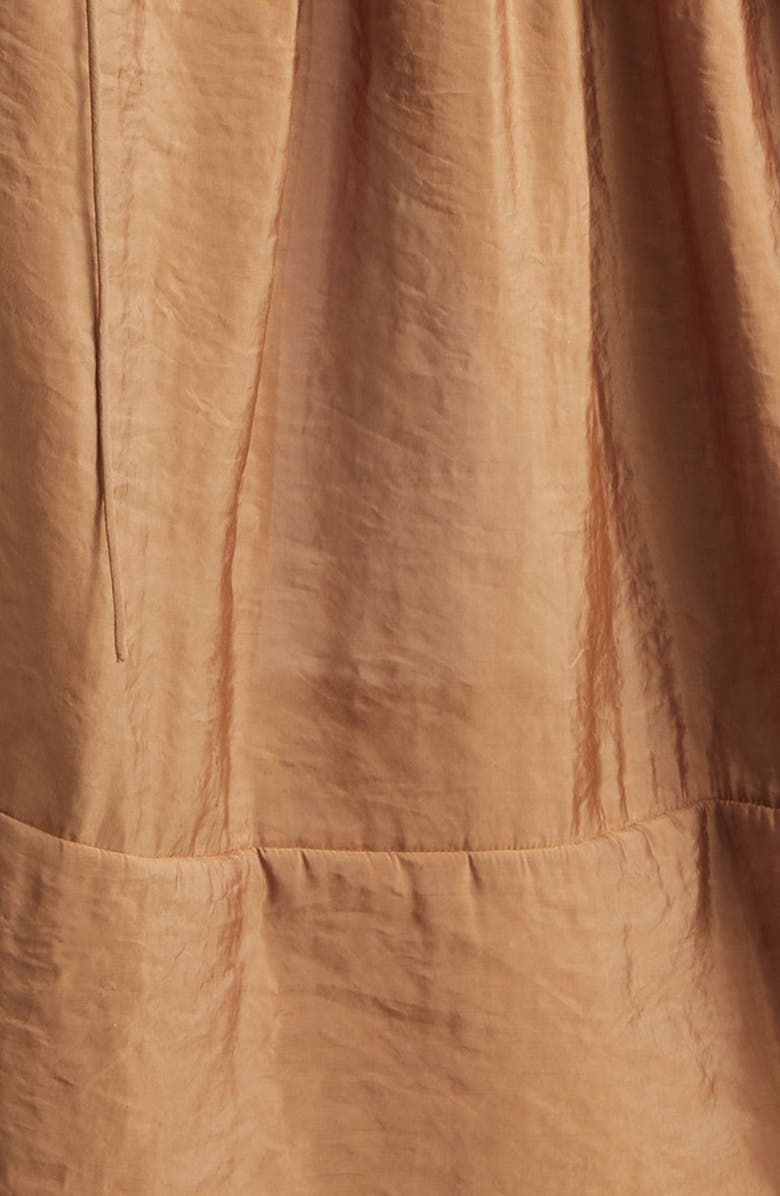 Saint Laurent Shirred Chiffon Satin Dress, Alternate, color, Caramel