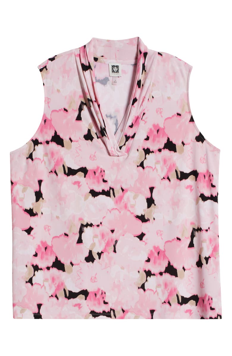Anne Klein Blurred Floral Print Triple Pleat Sleeveless Top, Alternate, color, 