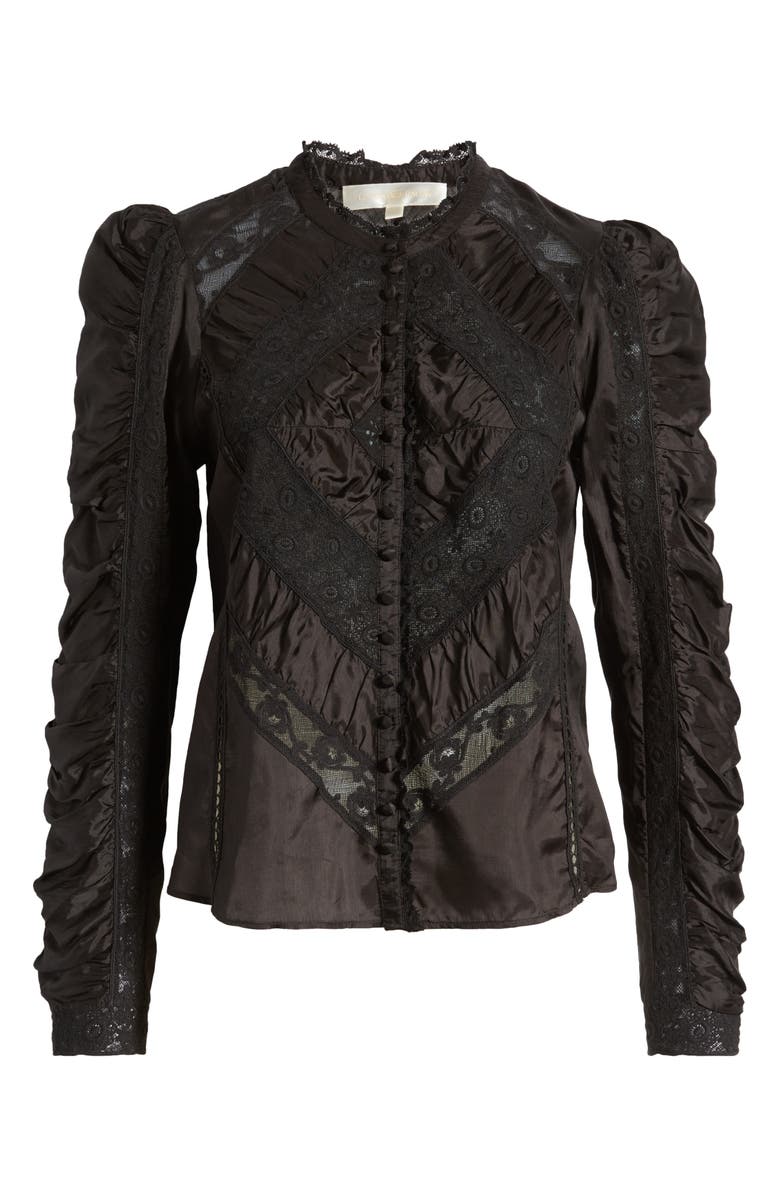 LoveShackFancy Isaline Lace Button-Up Shirt, Alternate, color,