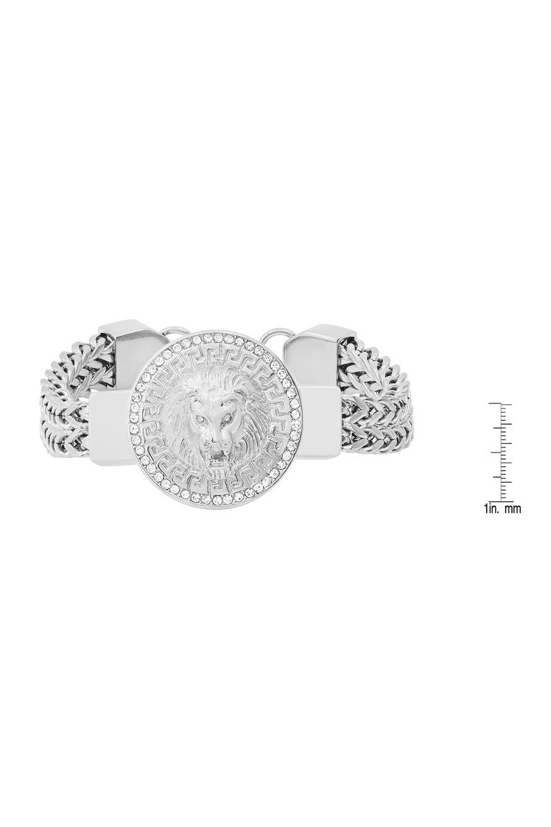 Lion Head Station Bracelet, Alternate, color, METALLIC