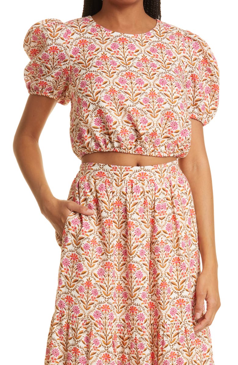 CAMI NYC Floral Crop Linen Top, Main, color, 