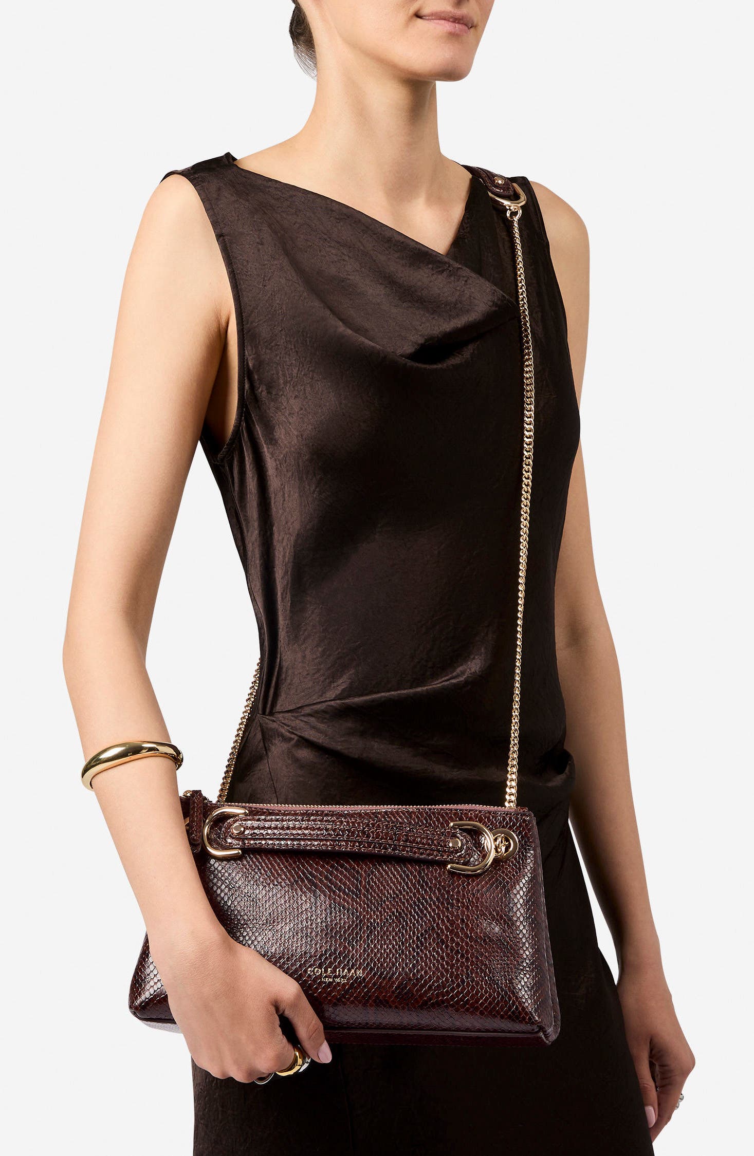 Vivianne Leather Crossbody Bag, Alternate, color, HICKORY SNAKE PRINT