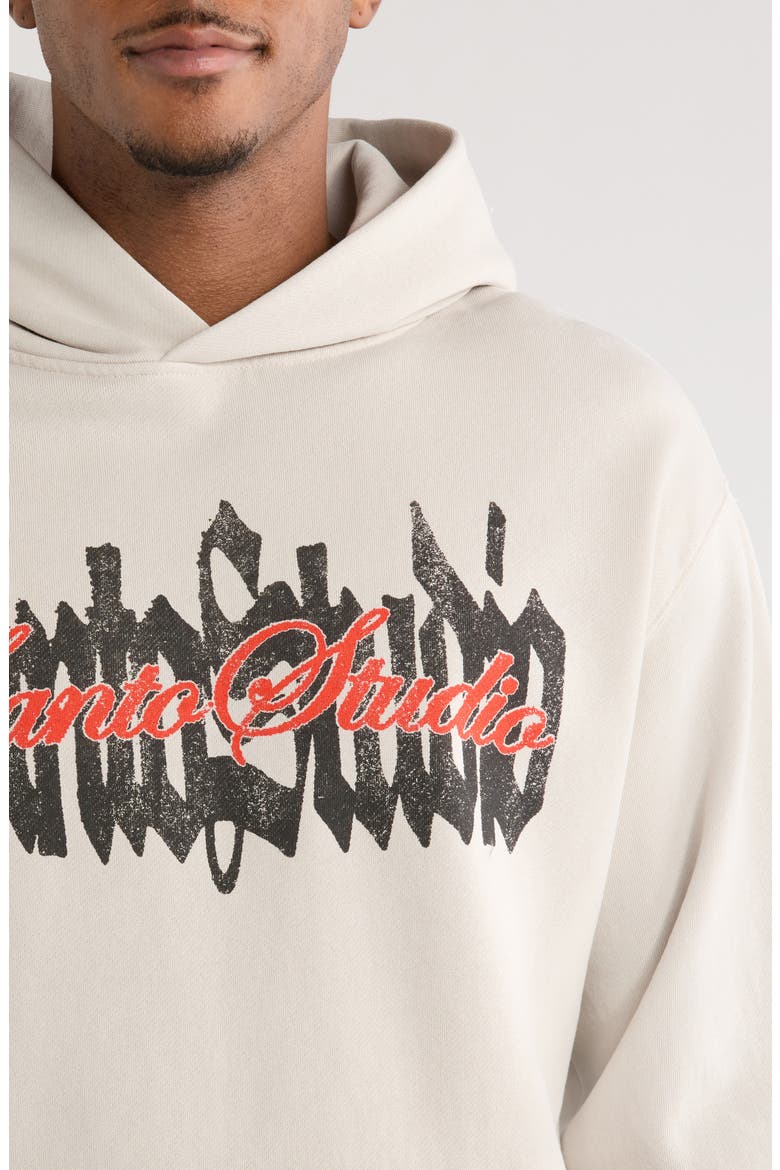 Script Logo Cotton Fleece Hoodie, Alternate, color, OFF-WHITE