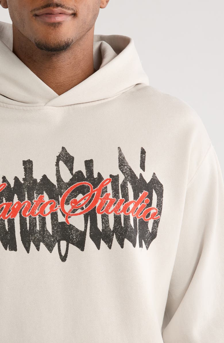 SANTO STUDIO Script Logo Cotton Fleece Hoodie, Alternate, color, Off-White