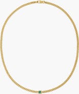 YOJ Pea Malachite Stone Curb Chain Short Necklace in Gold