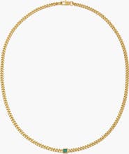 YOJ Pea Malachite Stone Curb Chain Short Necklace in Gold