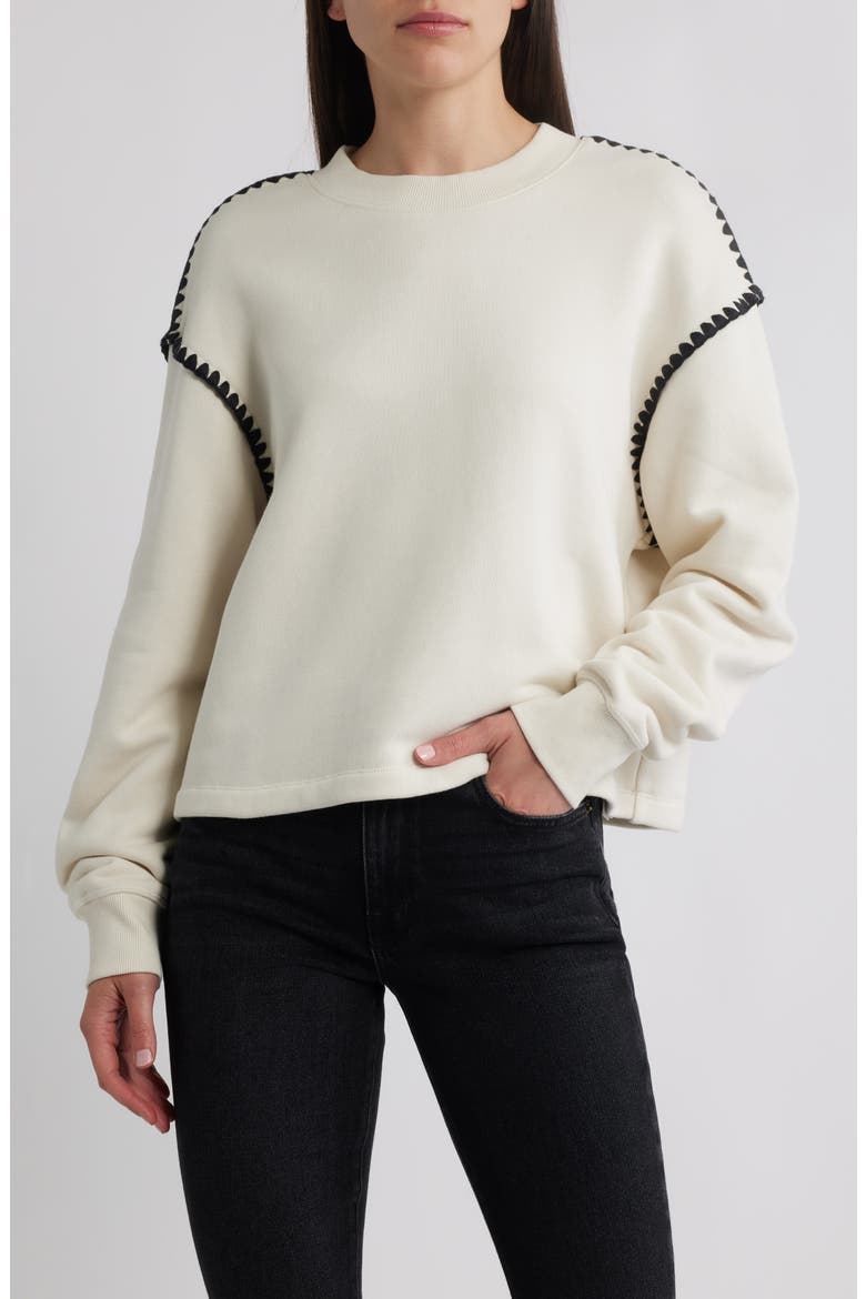 Blanket Stitch Terry Sweatshirt, Main, color, CHALK