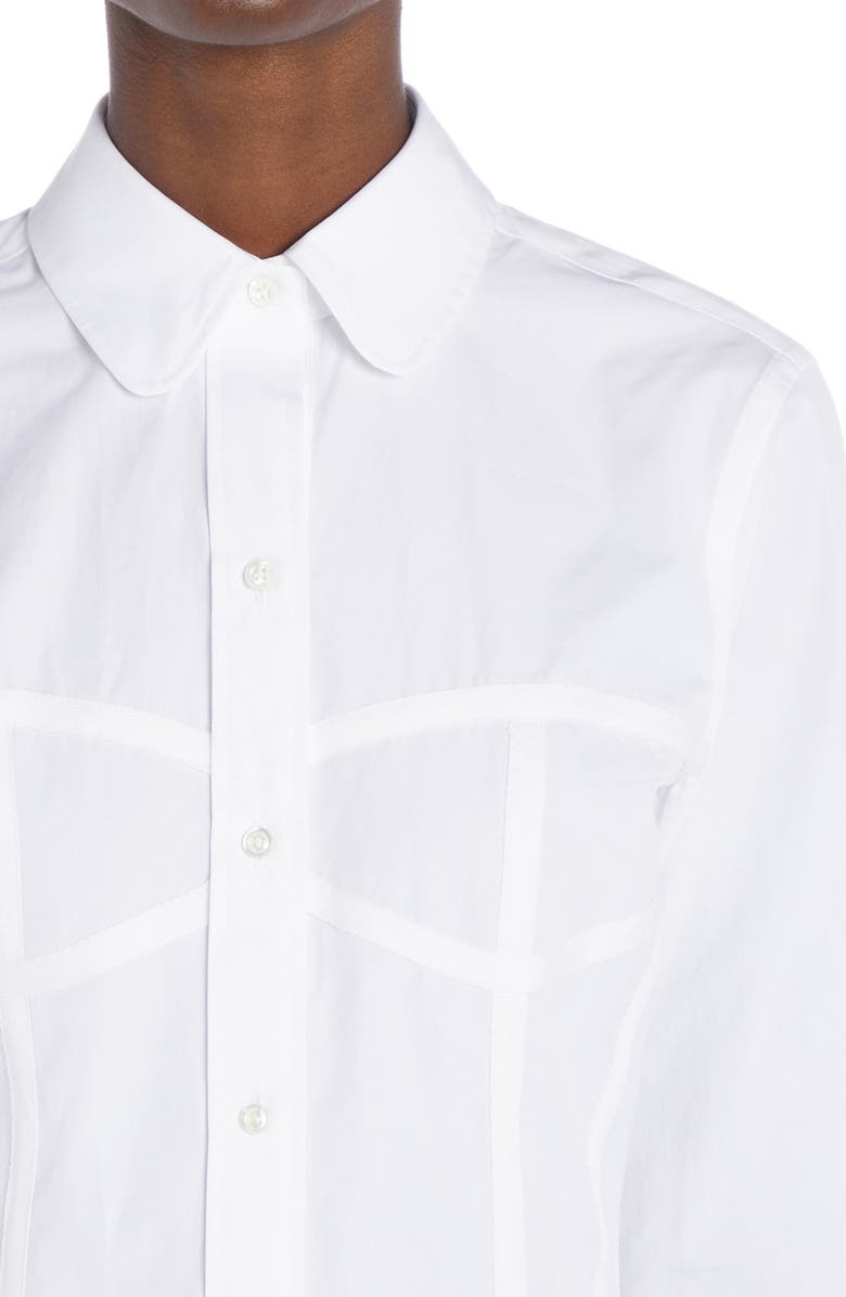 Thom Browne Women's Trompe l'Oeil Corset Button-Up Poplin Shirt, Alternate, color, 