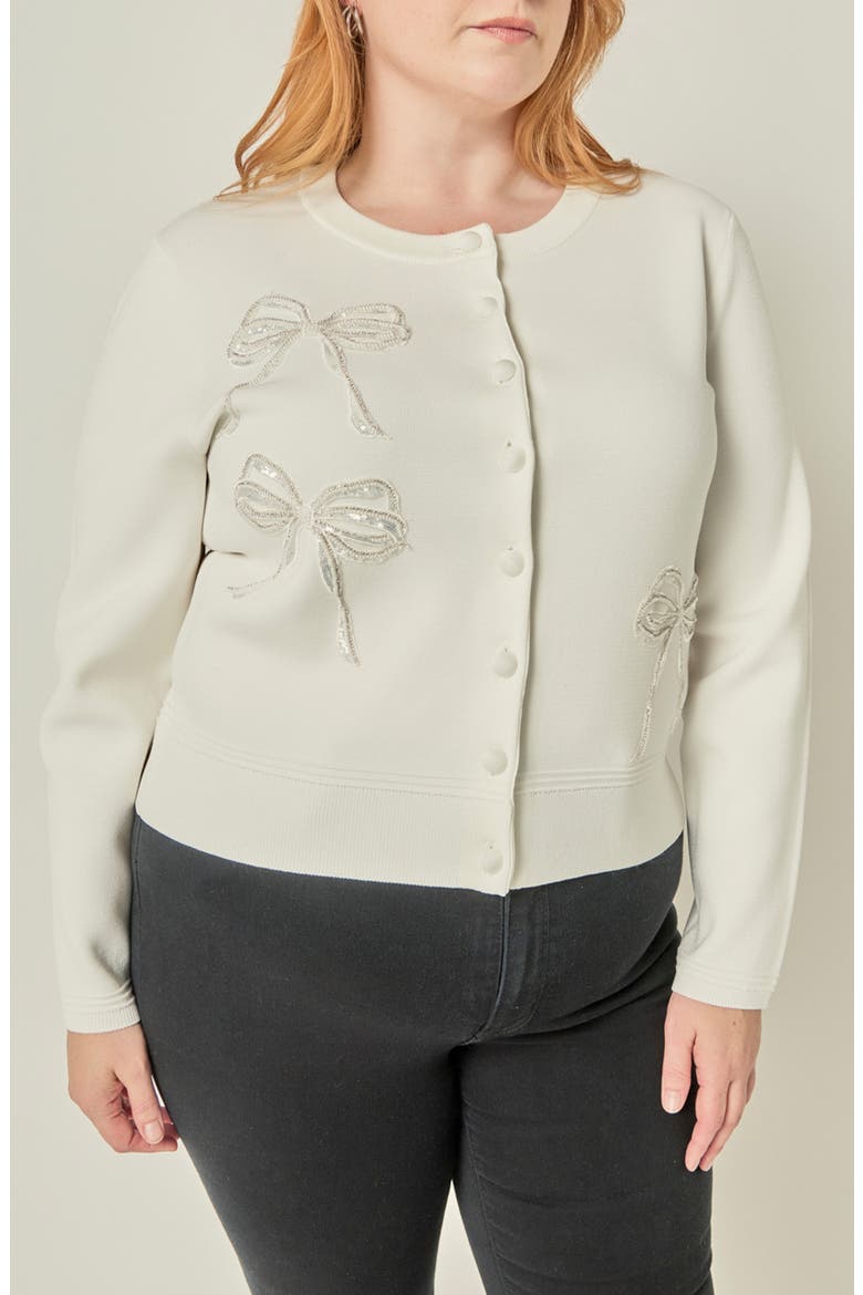 Embellished Bow Cardigan, Main, color, OFF WHITE