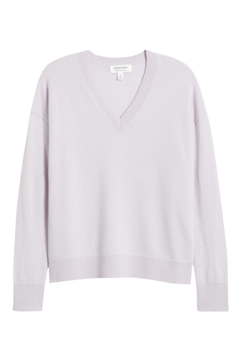 V-Neck Cashmere Sweater, Alternate, color, PURPLE EVENING