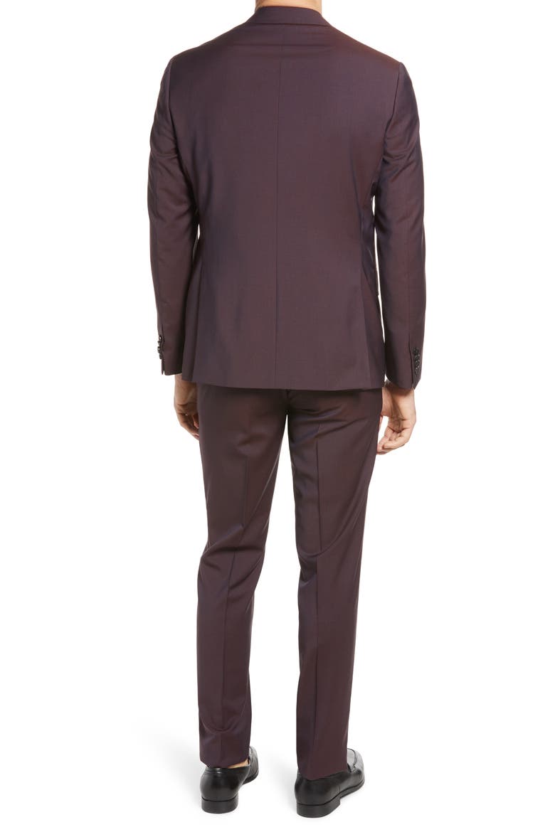 Roger Extra Trim Fit Solid Wool Suit, Alternate, color, BURGUNDY