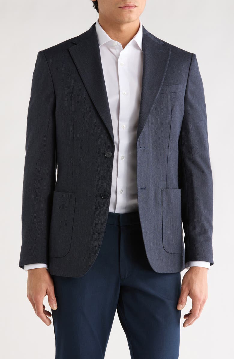 Calvin Klein Two Button Chevron Suit Jacket, Main, color, Blue