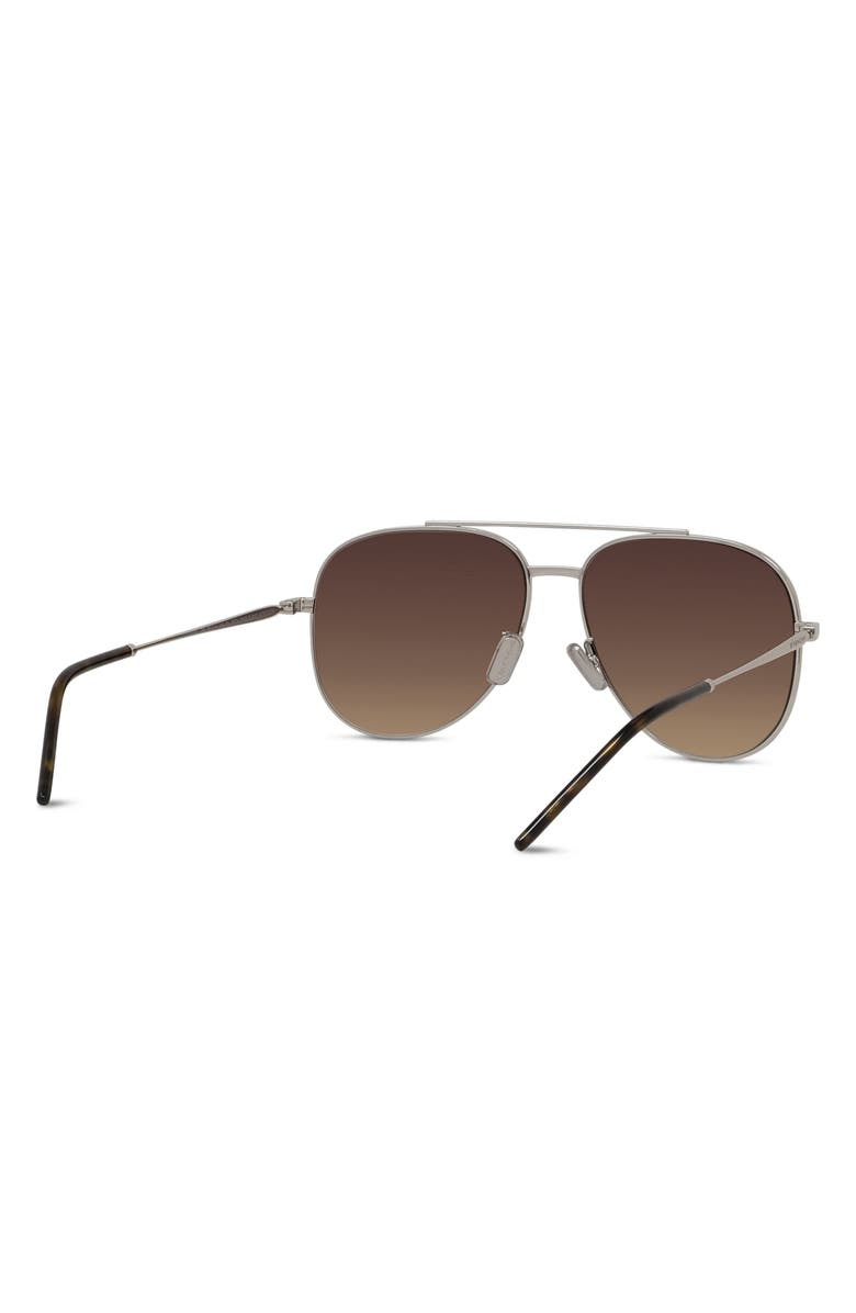 Givenchy City 58mm Gradient Pilot Sunglasses, Alternate, color, Shiny Palladium / Brown