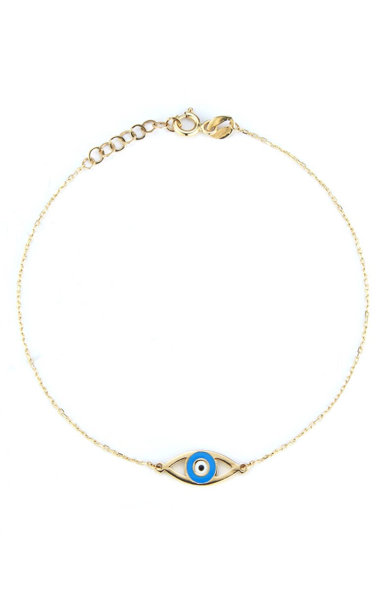 Ember Fine Jewelry 14K Yellow Gold Enamel Evil Eye Bracelet, Main, color, Gold