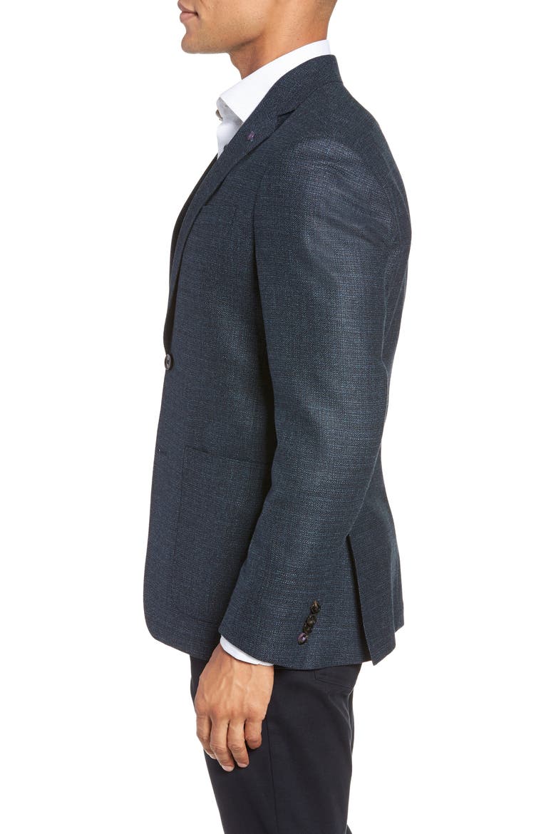 Kyle Trim Fit Wool Blazer, Alternate, color, TEAL