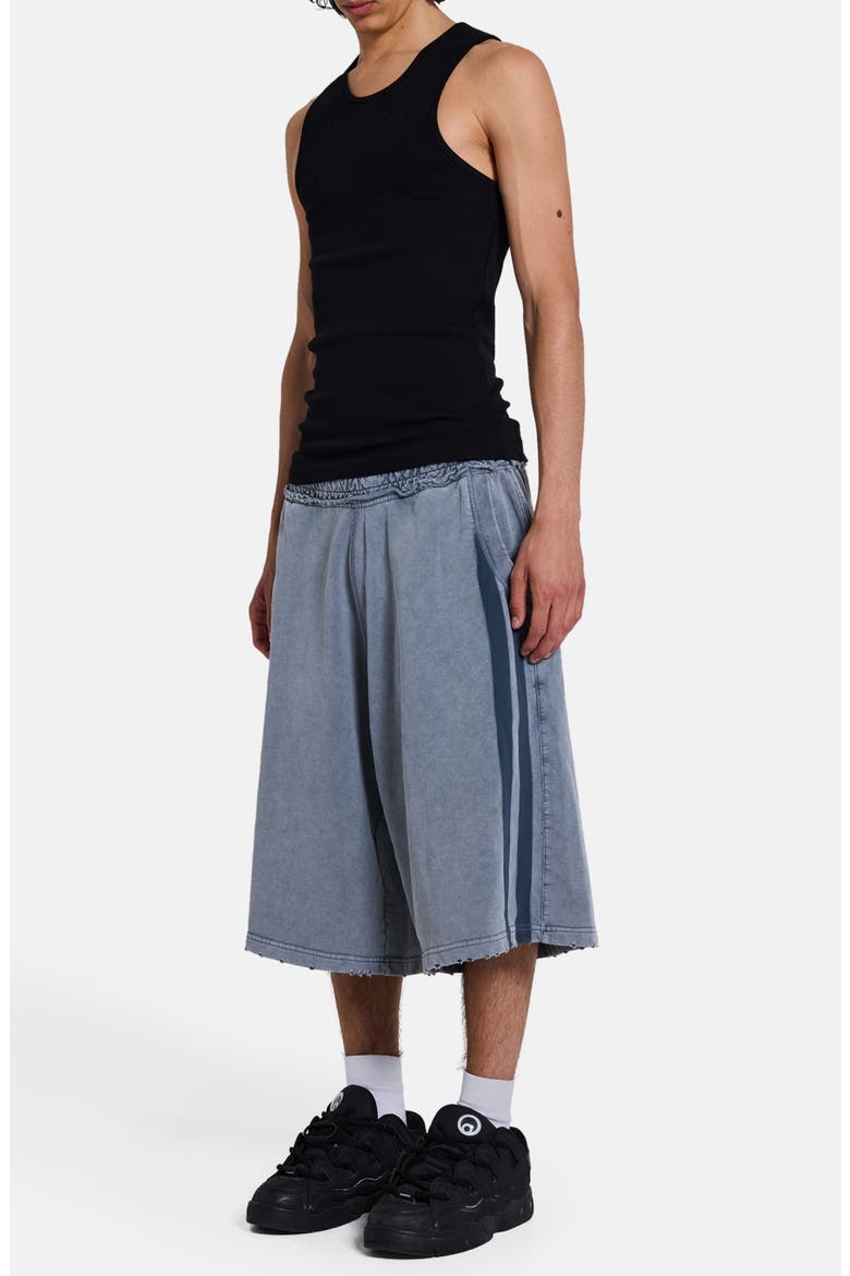 Distressed Washed Side Stripe Monster Sweat Shorts, Alternate, color, CHARCOAL