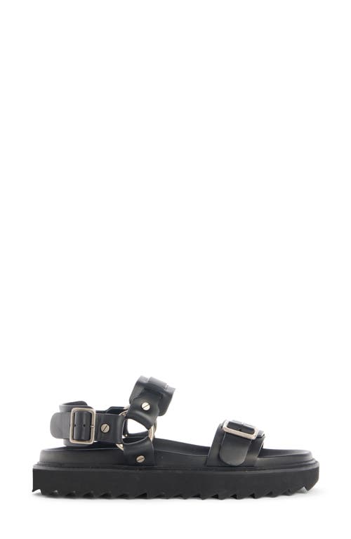 Acne Studios Debossed Leather Platform Sandals In Black