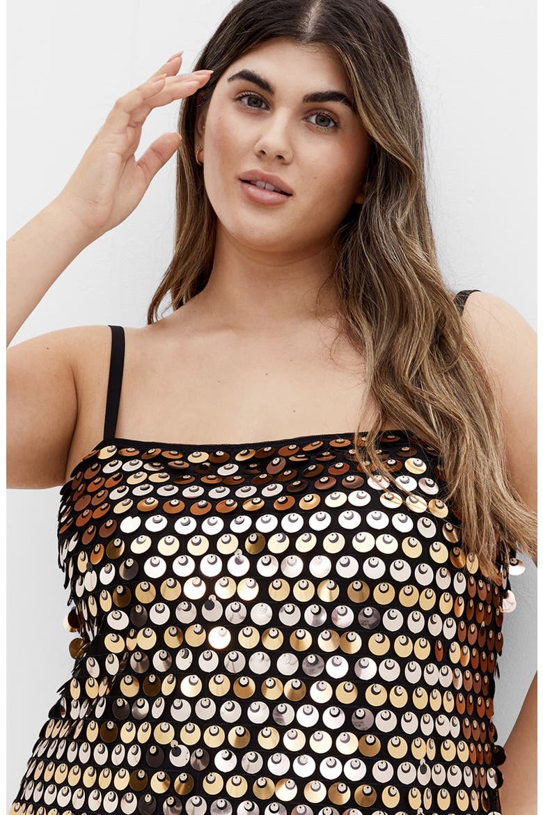 Disco Sequin Minidress, Alternate, color, GOLD