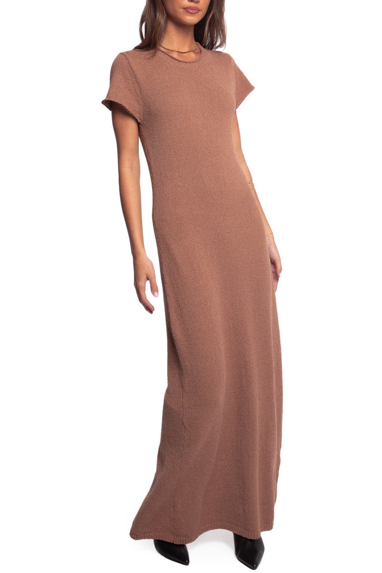 Lowell Short Sleeve Knit Maxi Sweater Dress, Main, color, MOCHA