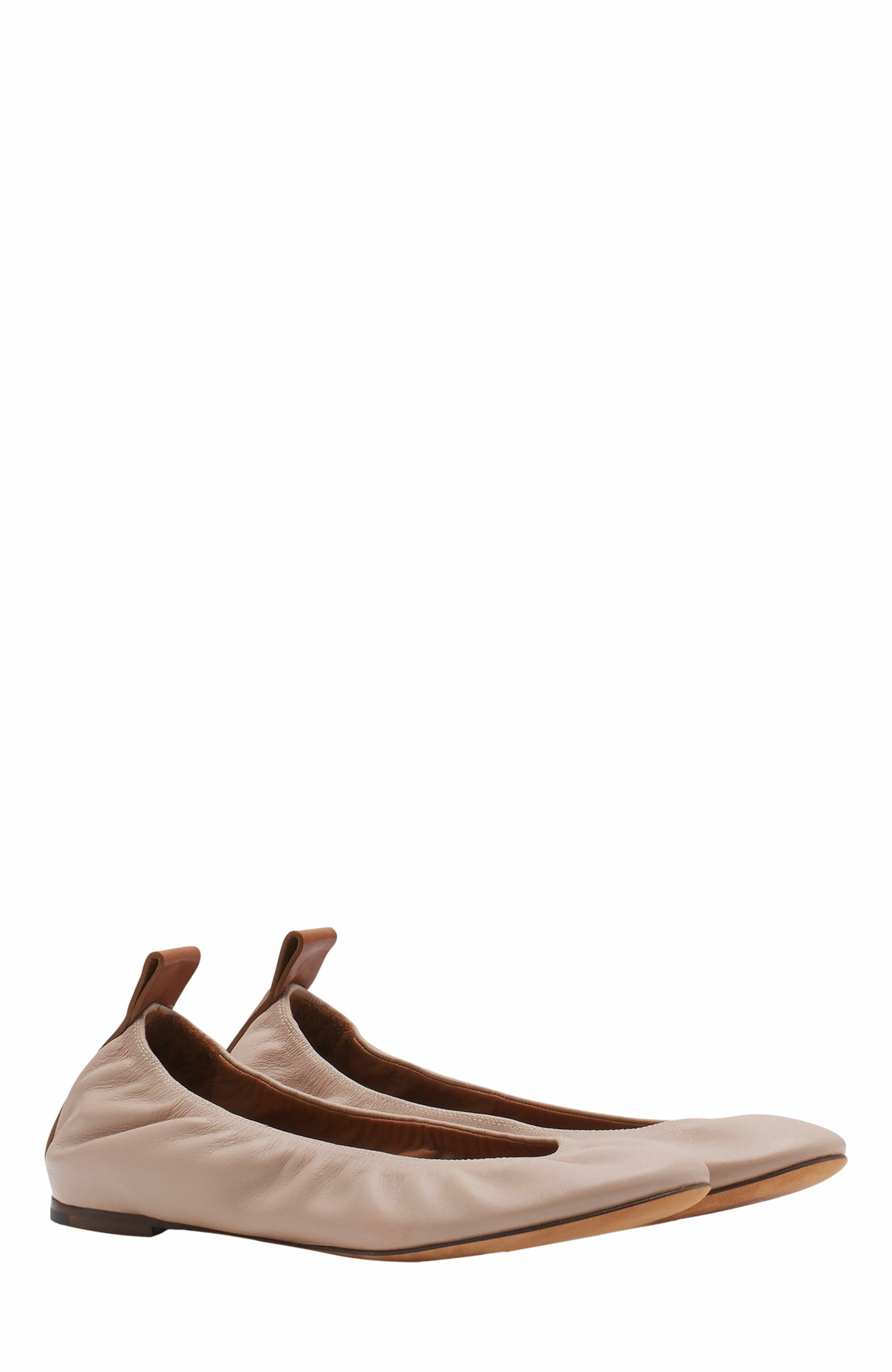 Lanvin The Leather Ballerina Flat, Alternate, color, Dark Beige