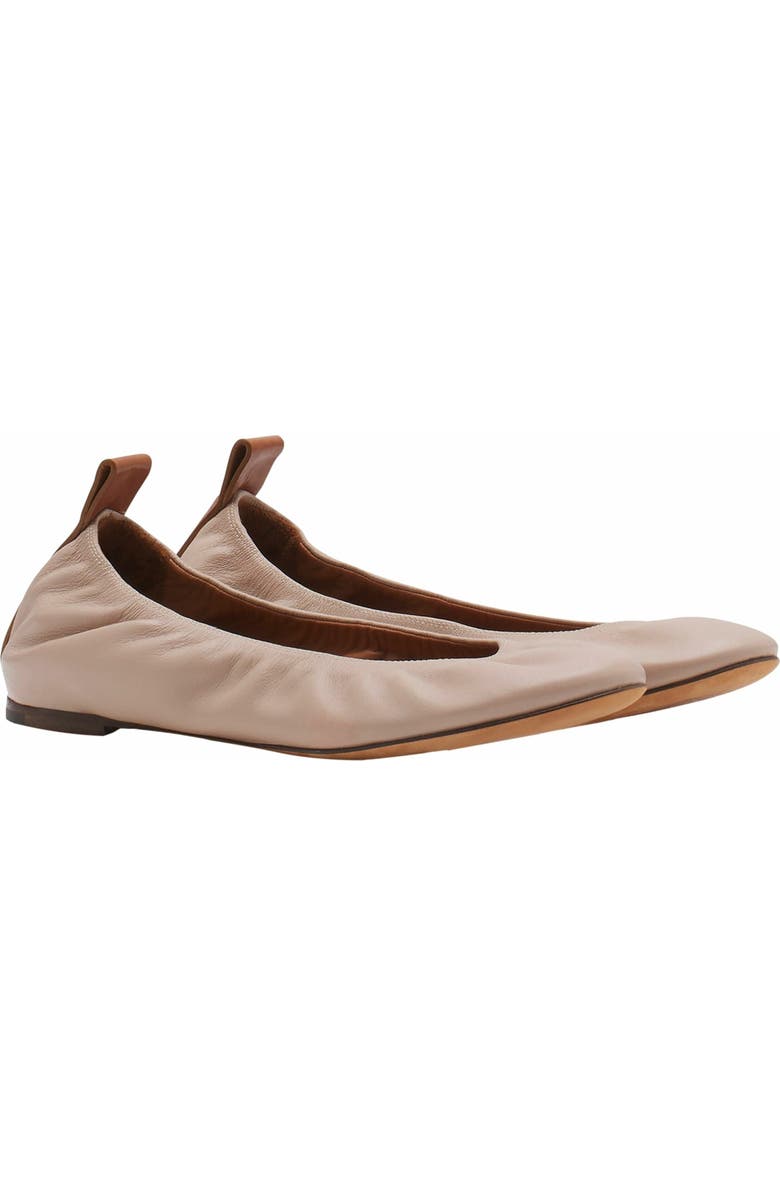 Lanvin The Leather Ballerina Flat, Alternate, color, Dark Beige