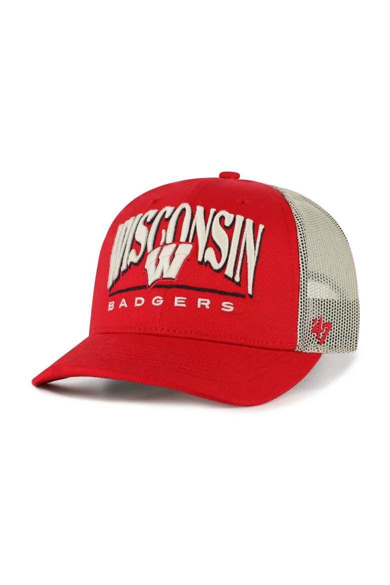 Men's '47 Red Wisconsin Badgers Arid Adjustable Trucker Hat, Main, color, Red