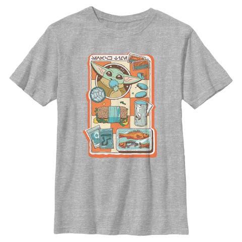 Boy's Star Wars The Mandalorian and Grogu Snack Time Comic Foods  Graphic T-Shirt