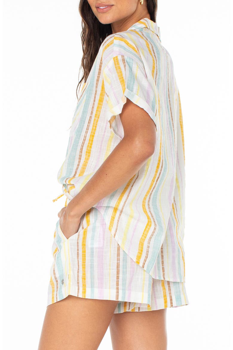 Beach Nostalgia Stripe Camp Shirt, Alternate, color, EGRET