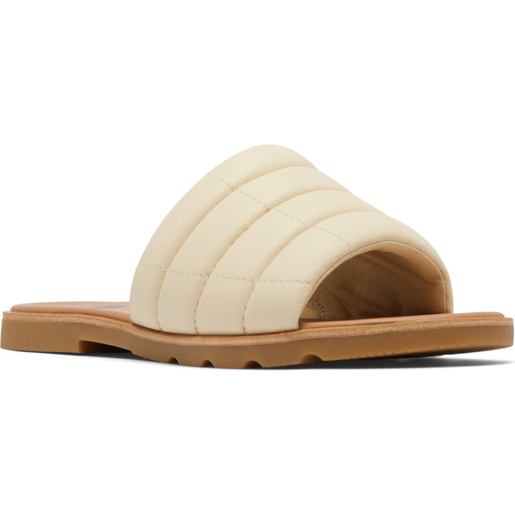 Sorel Ella Iii Quilted Puff Slide Sandal In Honey White/gum 16
