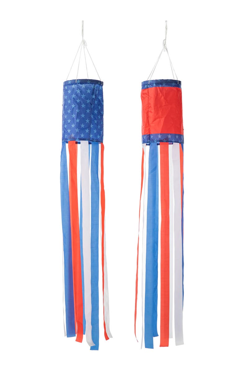 Glitzhome Set of 2 Patriotic Americana Hat Firecracker Windsocks, Alternate, color, 