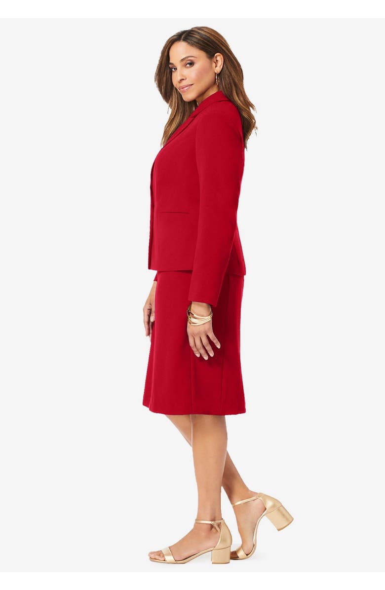 Jessica London Stretch Crepe Single-Breasted Jacket Dress, Alternate, color, Black