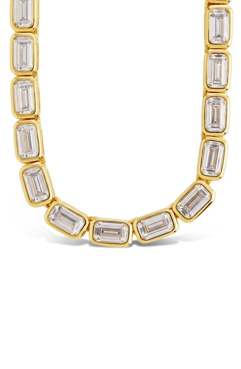 Helene Emerald Cut Cubic Zirconia Tennis Necklace
