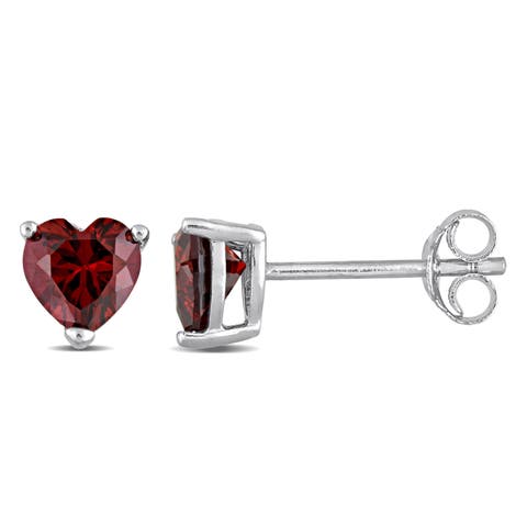 Color Zirconia Heart Stud Earrings